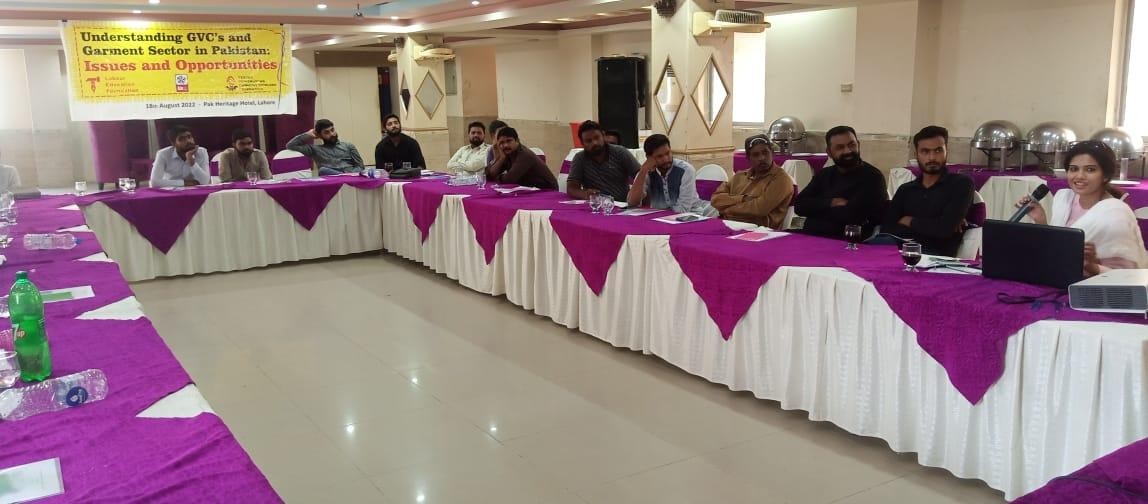 A seminar organised by AFWA and its partner unions and NGOs in Pakistan to discuss the garment crisis in Pakistan. (Credit: AFWA Pakistan)